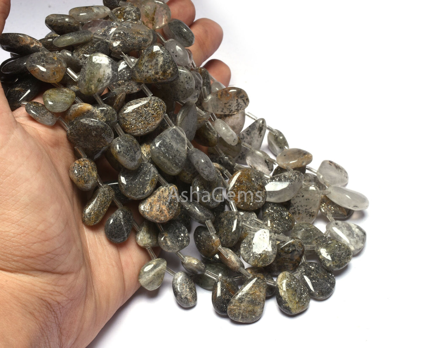 15" Strand Sunstone Smooth Nugget Side Drill Beads, Natural Black Sunstone Uneven Tumble Polish Gemstone Beads, Sunstone Bead Jewelry Making