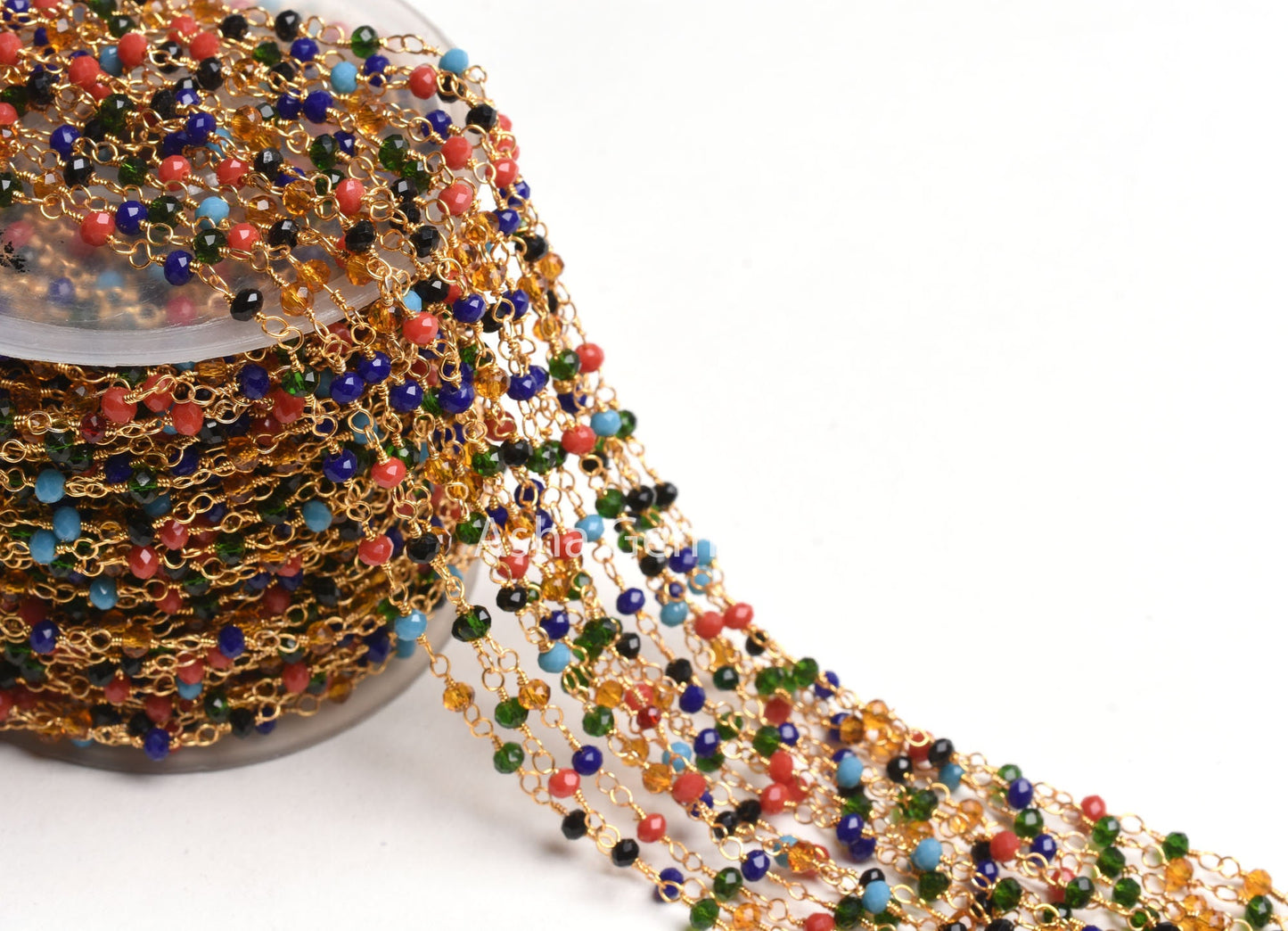 Beautiful Multi Disco Hydro Faceted Rondelle Beads Rosary Chain Gold Plated Wire Wrap Jewelry Making Beaded handmade Colorful Chains Jewelry