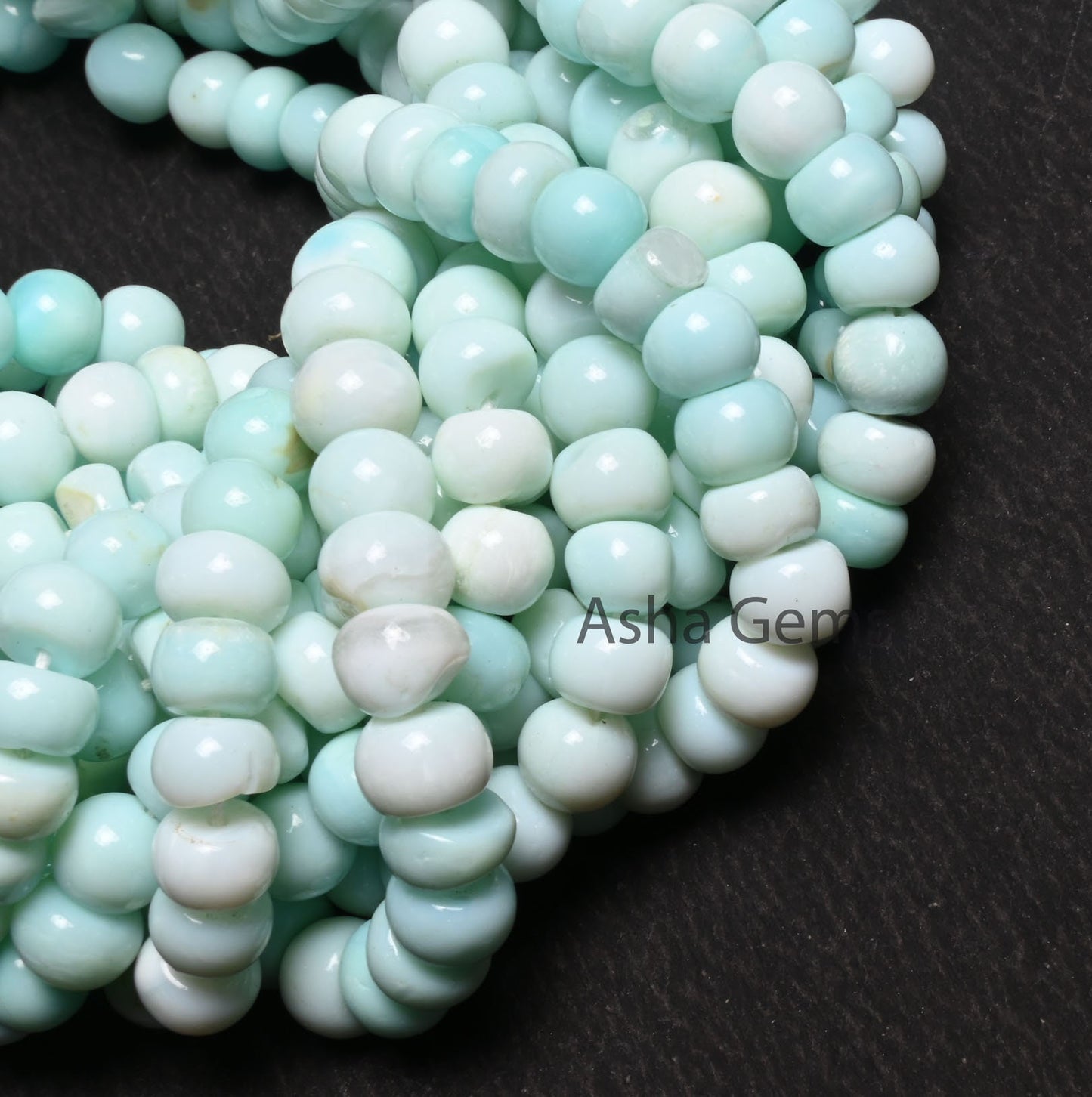 7mm Shaded Sky Blue Opal Smooth Rondelle Beads, Fine Peru Blue opal Beads, Beautiful Opal handmade Gemstone Loose Bead Necklace Jewelry SALE