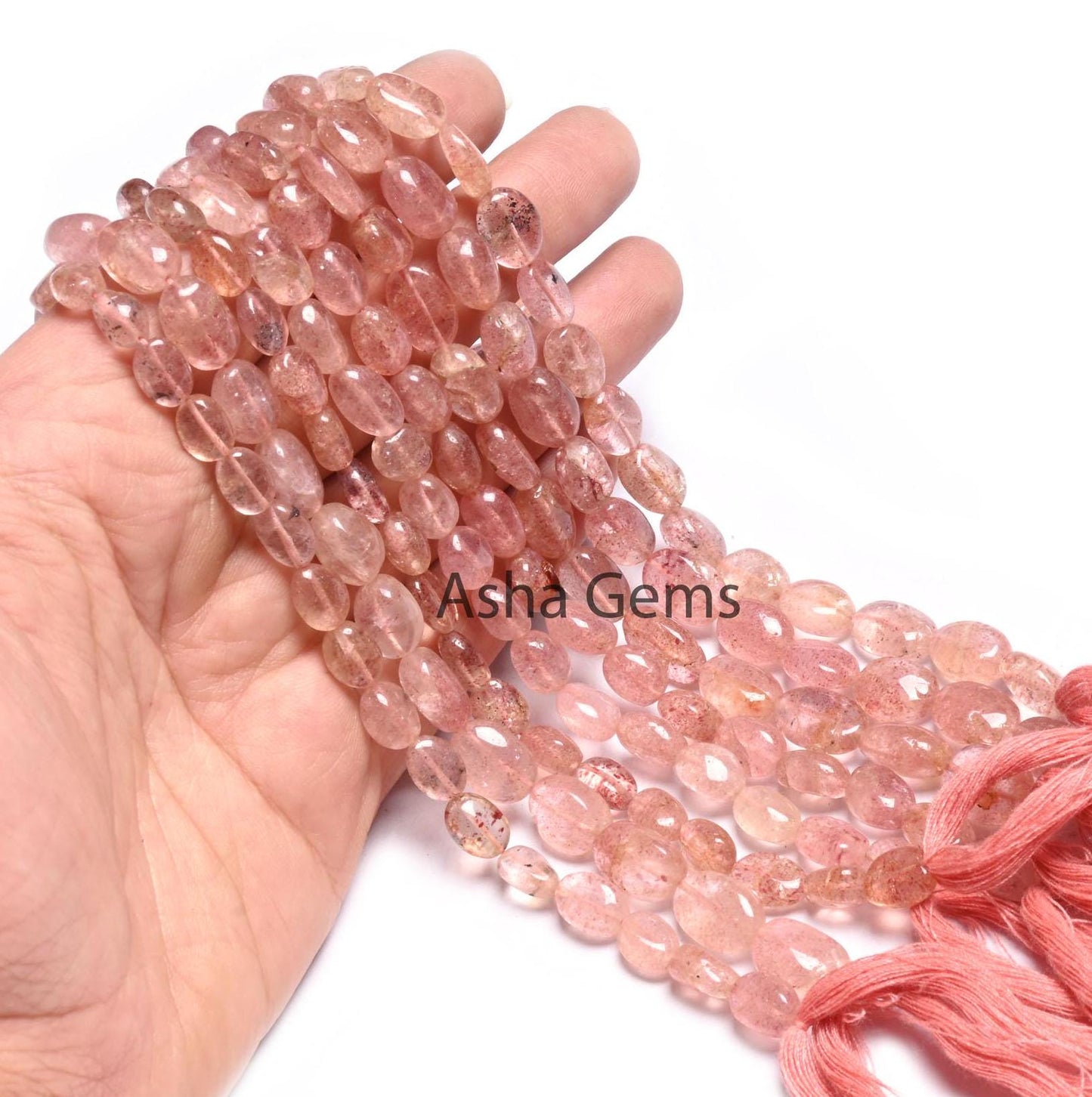 Natural Red Strawberry Quartz Smooth Oval Shape handmade Gemstone Beads,12.5" Shaded Red Strawberry Quartz Oval Beads For Jewelry Craft SALE