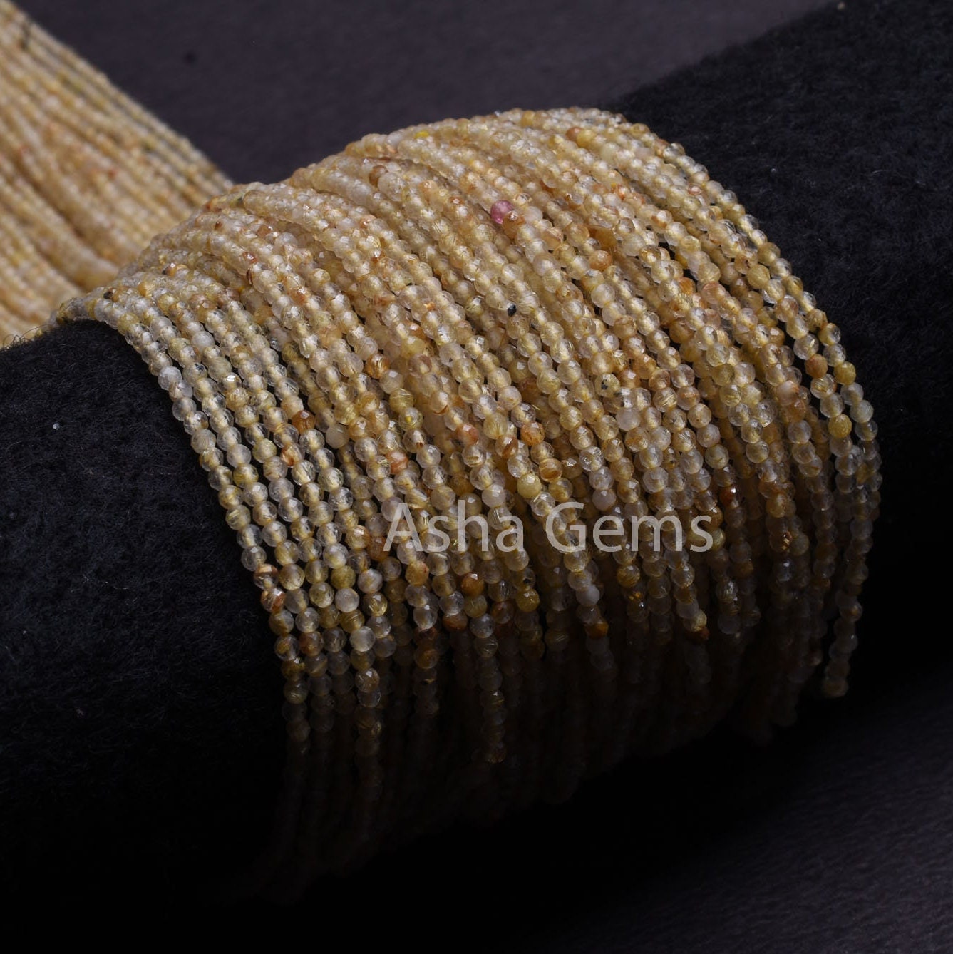 AAA Quality Golden Rutile Micro Cut Gemstone beads 2 mm Natural Rutile Machine cut Faceted rondelle beads, Golden Yellow Rutile Bead Jewelry