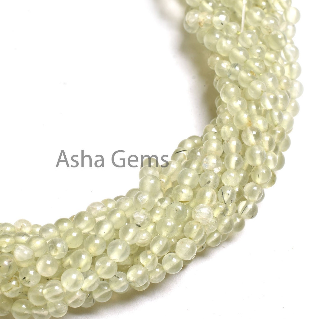 3.5,4 mm Natural Prehnite Smooth Round Ball Beads,13"Strand Light Green Prehnite Plain Round Shape Gemstone Beads Prehnite Bead Jewelry SALE