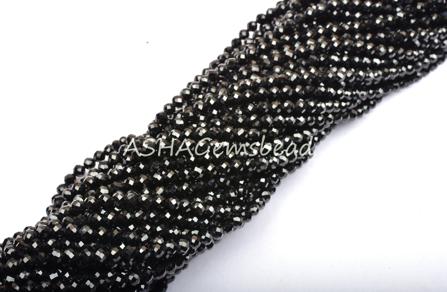 4 mm AAA Quality Black Spinel Micro Cut Round Shape Beads,12.5" Natural Spinel Faceted Round Ball Gemstone Spinal Beads Jewelry Making Craft