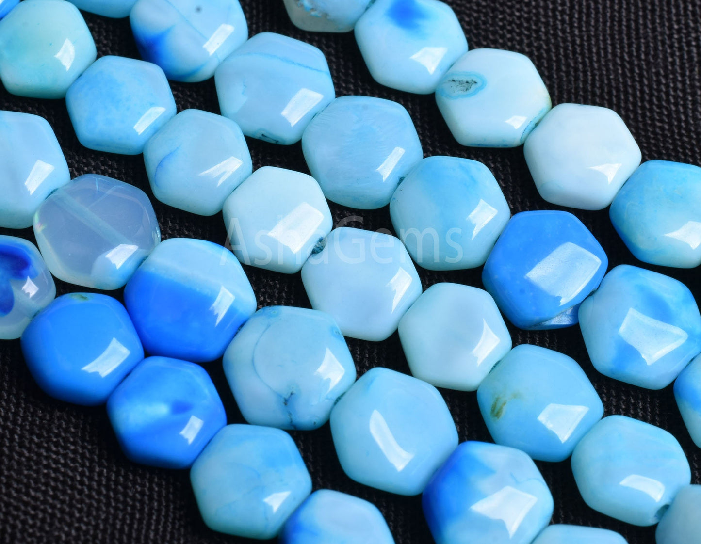 Beautiful Blue Opal fancy Hexagon Shape Gemstone Beads, Shaded Blue Opal Straight Drill beads, Opal handmade beads jewelry Making Craft SALE