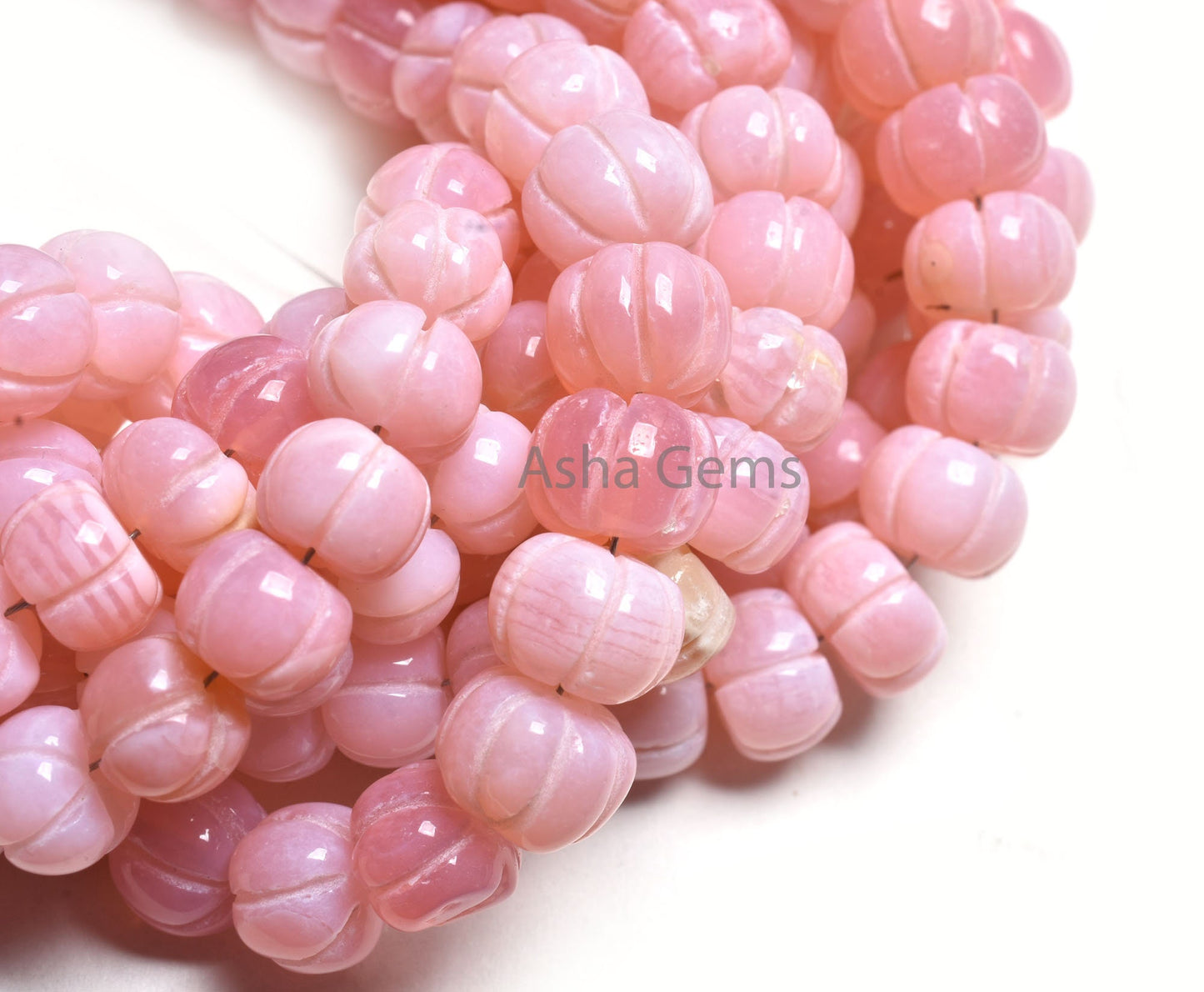 Beautiful Pink Opal Carving Watermelon Beads, AAA Pink Opal Smooth Carved Pumpkin Gemstone Beads Opal Carve Melon Beads Jewelry Craft SALE