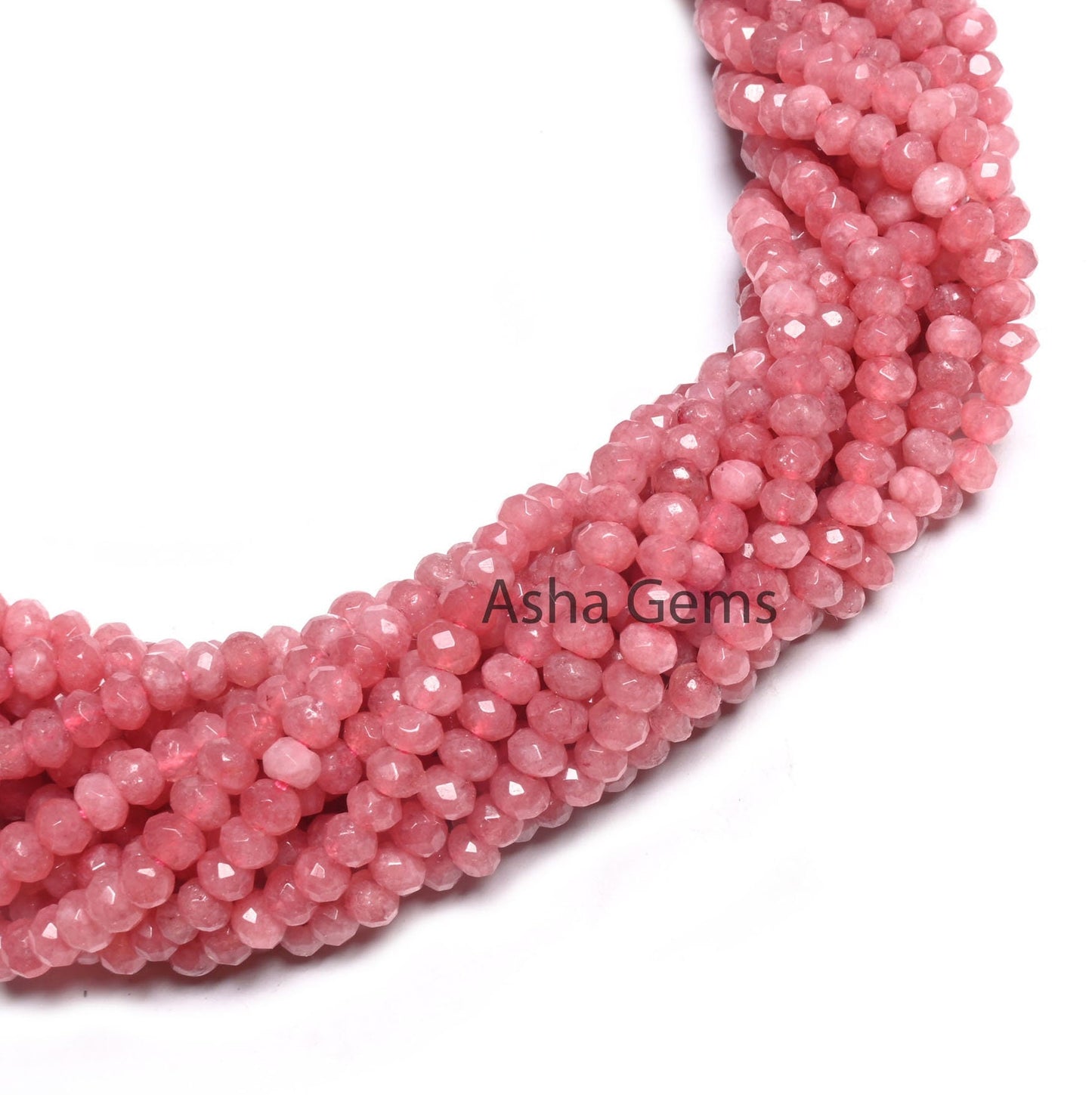 Beautiful Pink Jade Quartz faceted Rondelle Shape Beads,4.5mm Fine Jade Quartz machine cut Gemstone Loose Bead For Jewelry Making Craft SALE