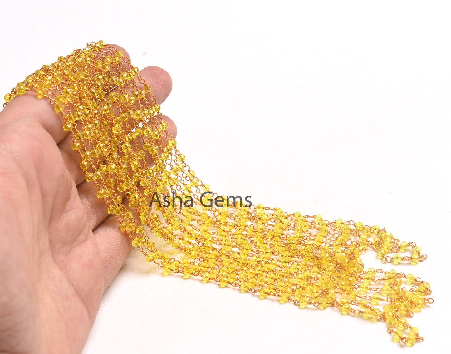Beautiful Lemon Quartz Hydro Rondelle Faceted Beads Rosary Chain Gold Silver Gunmetal Copper Plated Wire Wrap Bulk Chain Jewelry Making SALE