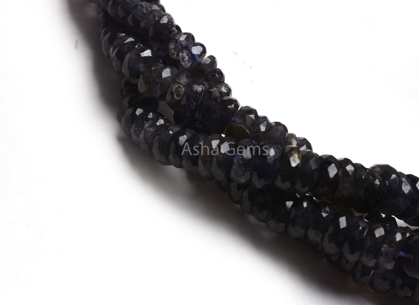 Genuine Blue Iolite Faceted Tyre Shape Beads, Graduation Size Iolite Beads Strand 18" Fine Quality Iolite Indian Cut Flat Tyre Gemstone Bead