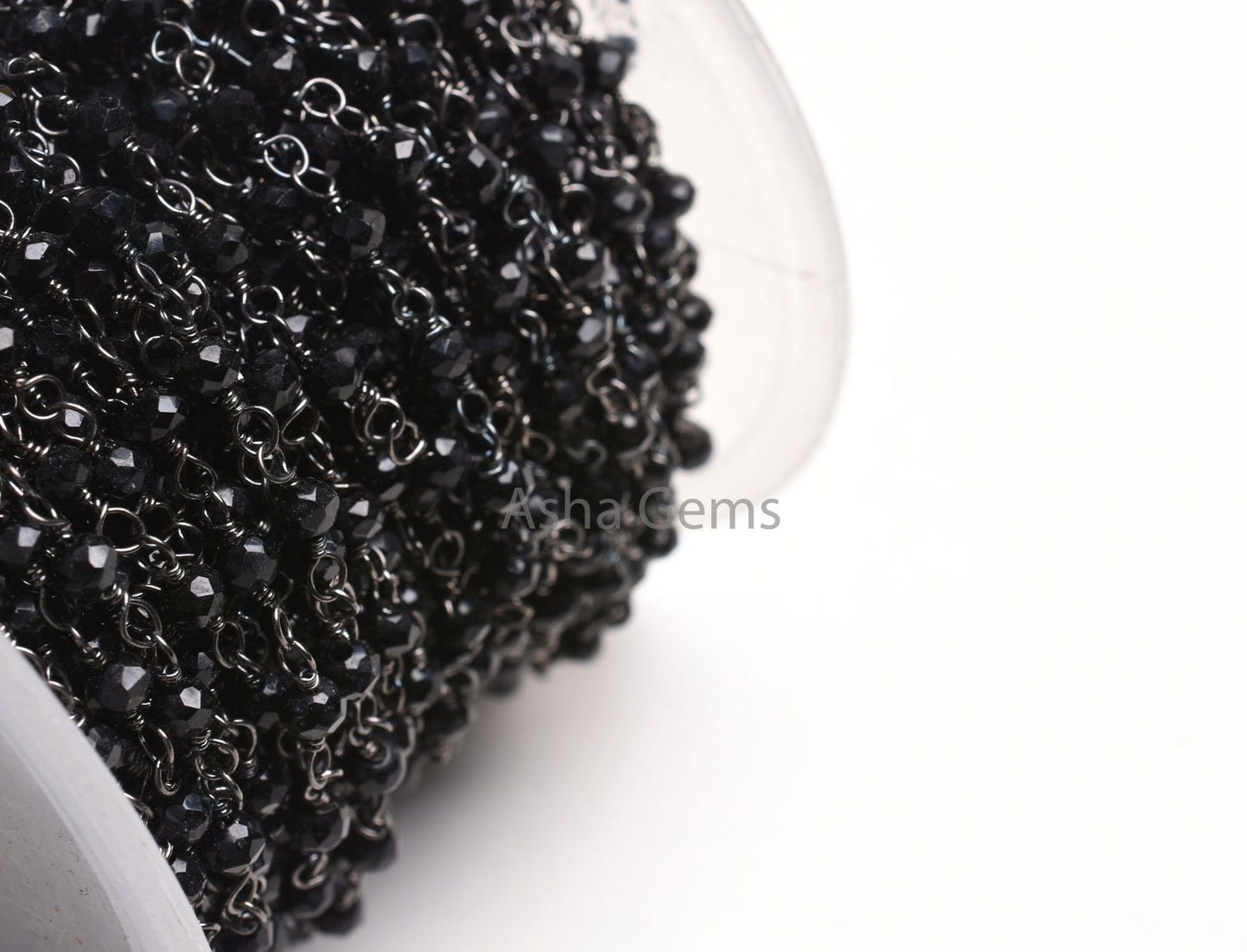 3,5,10,25,50 Feet,Gunmetal Black Spinel Hydro Faceted Rondelle Beaded Rosary Chain,Jewelry Making, Finding, Wire Wrapped Chain,3-3.5mm,Chain