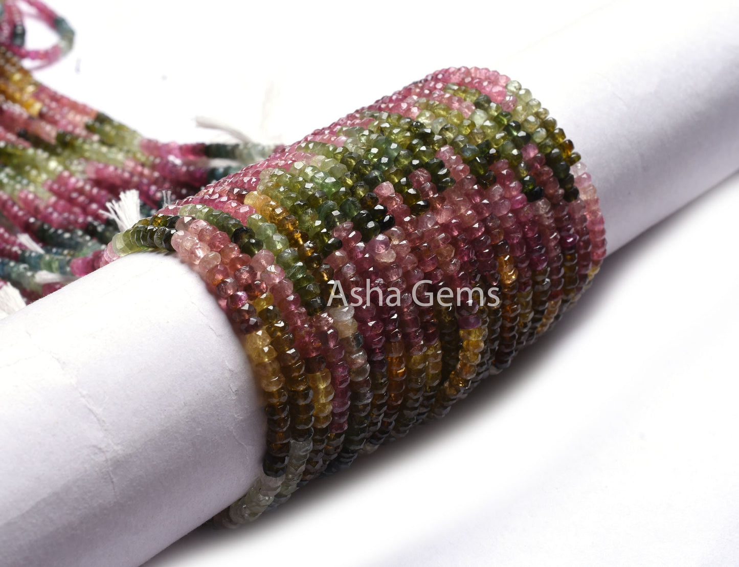 14.5" Strand Multi Tourmaline Faceted Rondelle Gemstone Beads,4mm Shaded Multi Tourmaline Hand Cut Beads, Real Tourmaline Bead Jewelry Sale