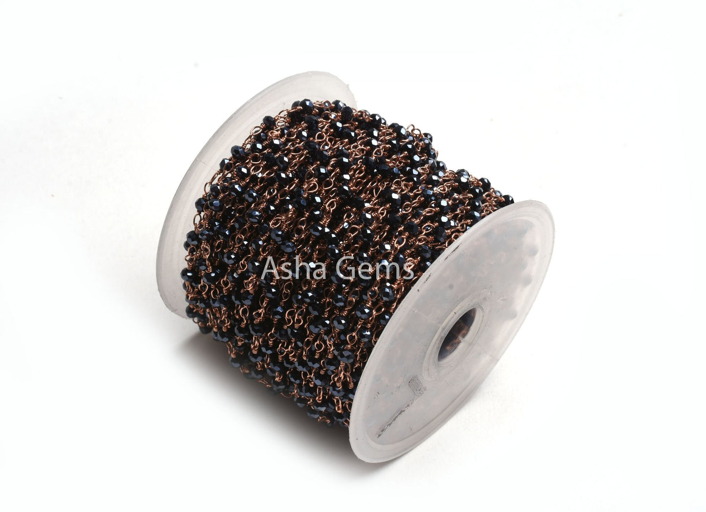 AAA Black Spinal Hydro Silver Coated Beads Rosary Chain By Feet Copper Plated 3mm Spinel Hydro Faceted Rondelle Chain For Jewelry Craft SALE