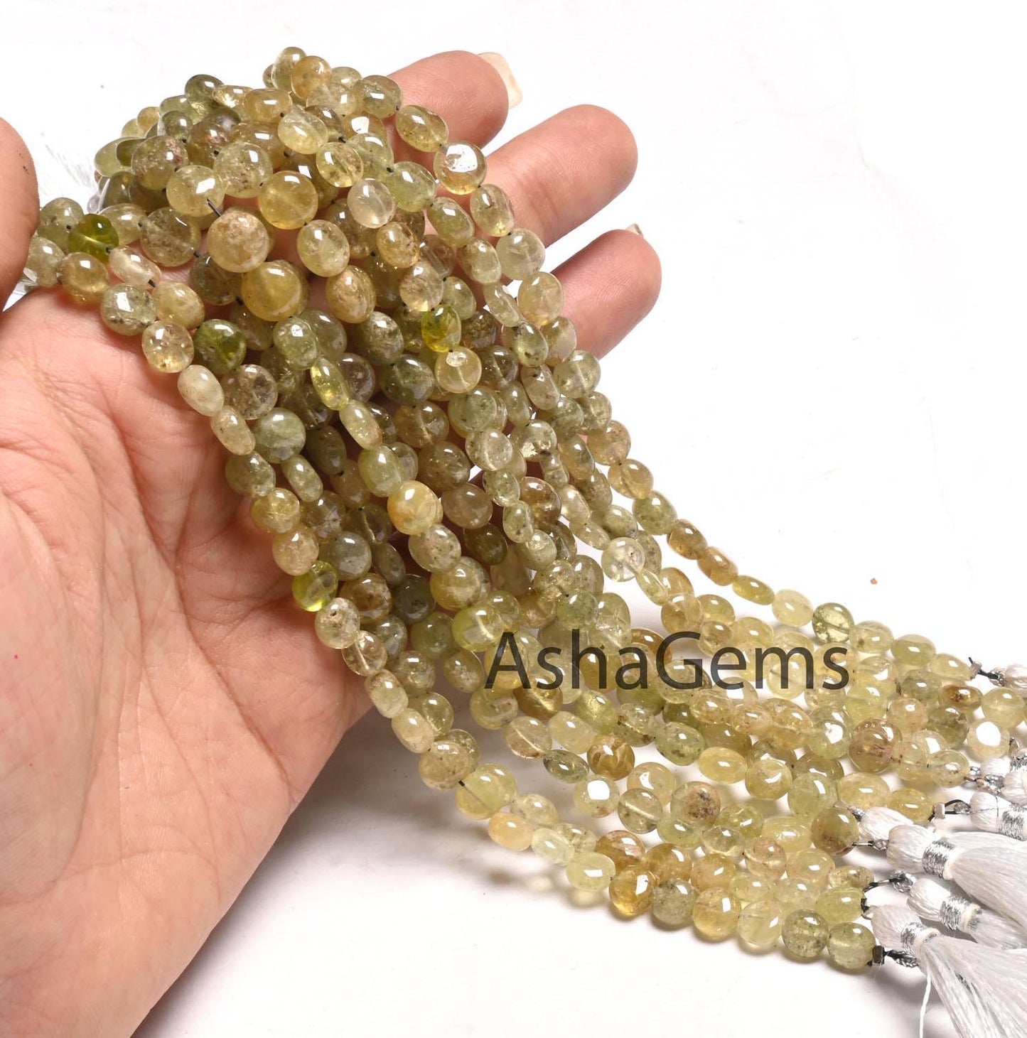 Natural Green Vessonite Smooth Coin Shape Handmade Beads, Vessonite Coin Straight Drill Gemstone Loose Beads Vesuvianite Bead Jewelry Crafts