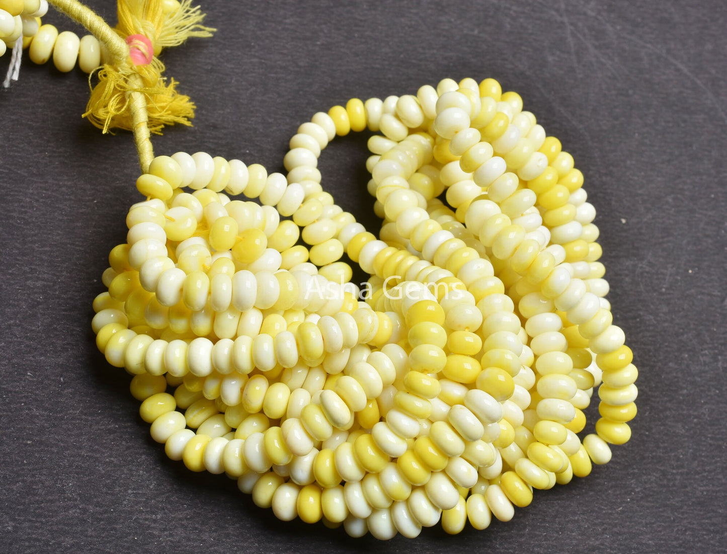 AAA Quality Yellow Opal Smooth Rondelle Shape Gemstone Beads,16"Strand Shaded Yellow Opal Beads, Opal Plain Handmade Bead Jewelry Craft SALE
