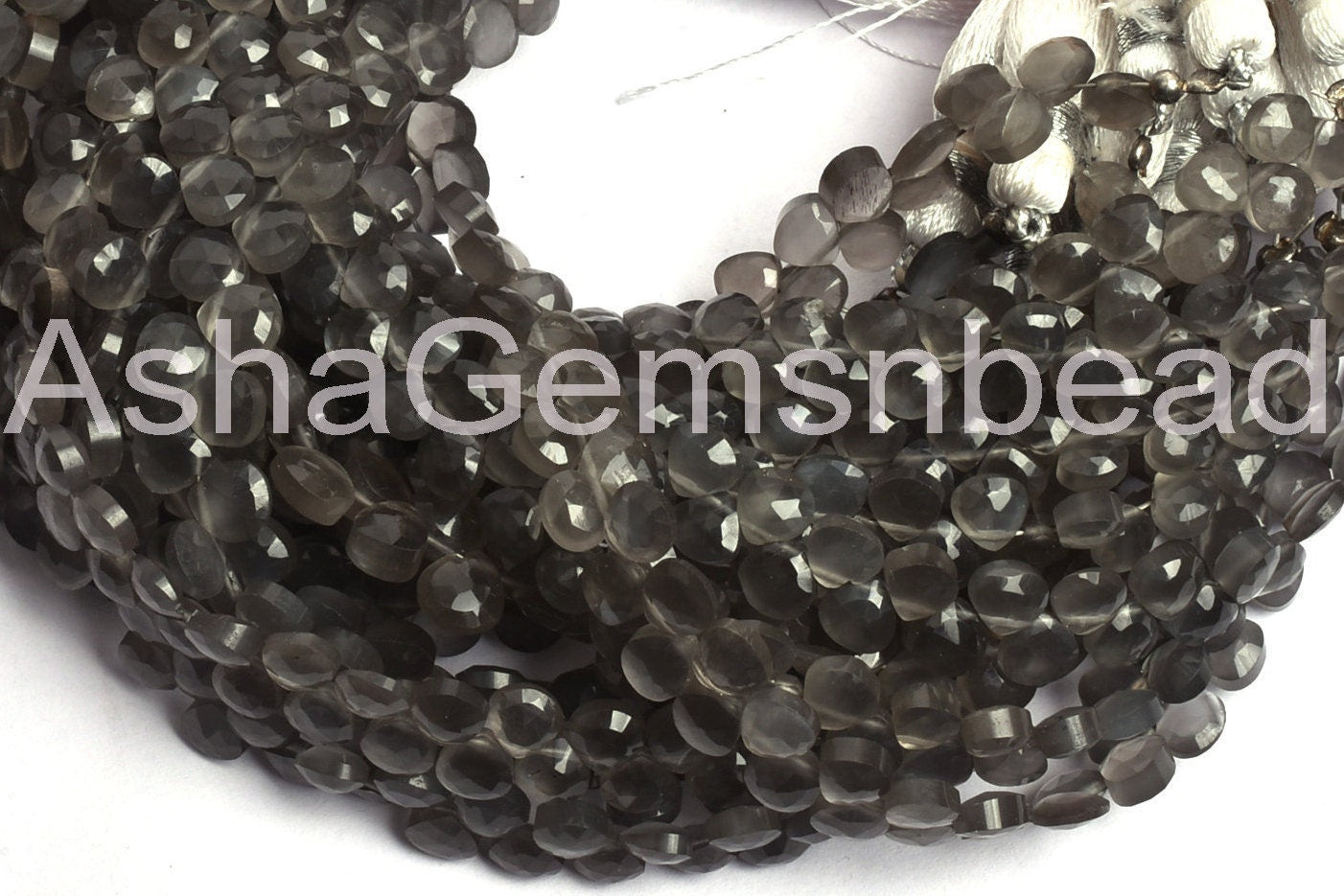 5 mm AAA Quality Moonstone Faceted Heart Shape Beads Gemstone, Natural dark Grey Moonstone Machine Cut Heart Briolette Beads Jewelry Makings