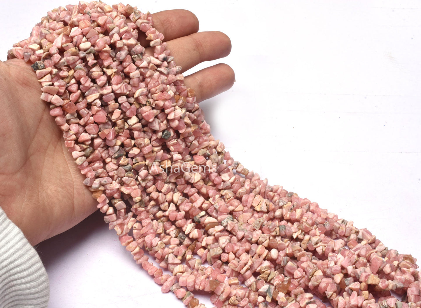 34" Strand Natural Rhodochrosite Uncut Chip Gemstone Beads, Pink Rhodochrosite Raw Rough Smooth Nugget Bead, Rhodochrosite Bead Jewelry SALE
