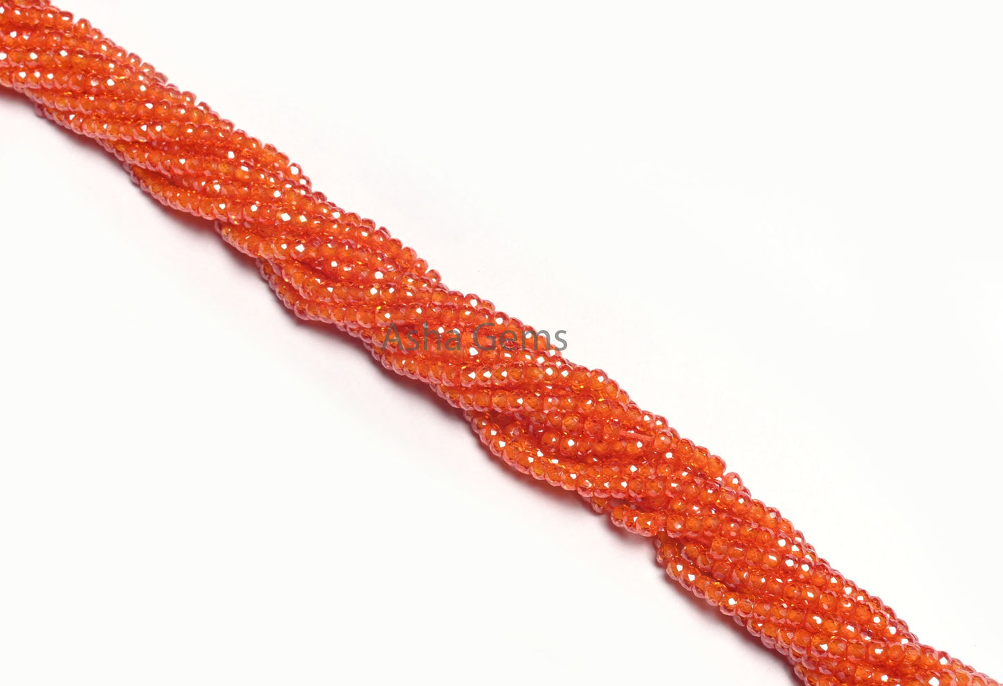 3 mm Beautiful Orange Zircon Micro Cut Rondelle Beads, AAA Quality Orange Zircon Machine Cut Faceted Beads,12.5" Cubic Zircon Beads Jewelry
