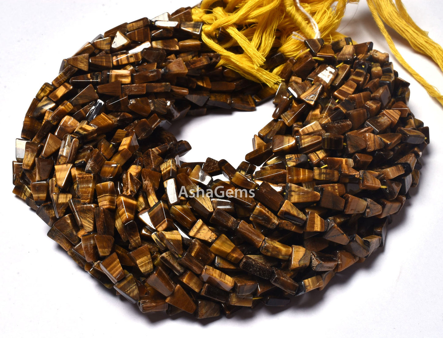 Beautiful Tiger Eye Smooth Fancy Shape Gemstone Beads,13", Tiger Eye Handmade Triangle Shape Beads Indian, Tiger Eye Beads For Jewelry Craft