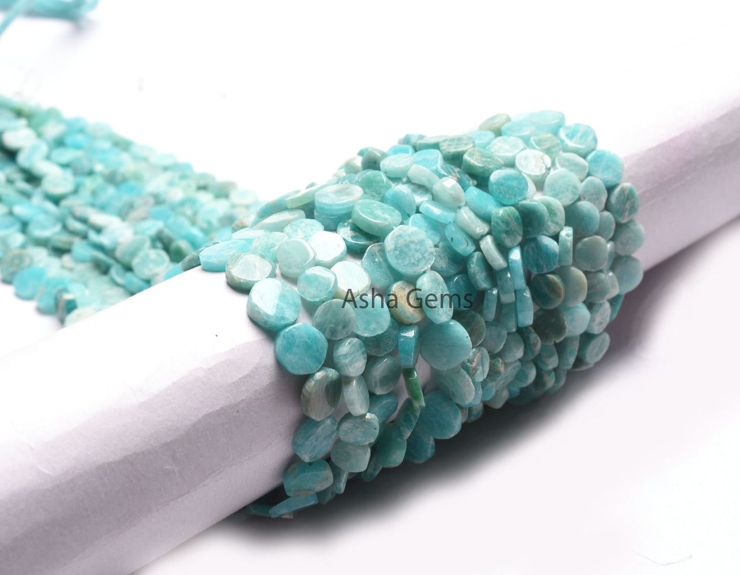 Beautiful Amazonite Smooth Coin Gemstone Beads,13" Natural Blue Amazonite Uneven Coin Straight Drill Handmade Bead, Amazonite Beads Jewelry