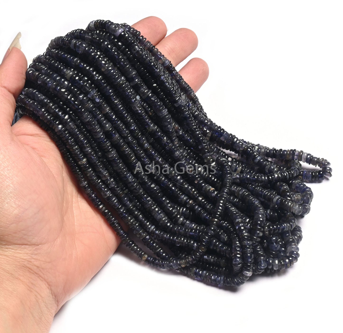 Blue Iolite Smooth Heishi Tyre Gemstone Loose Beads,8/16"Strand Natural Iolite Flat Wheel Shape Beads, Iolite Bead Jewelry Making Craft SALE