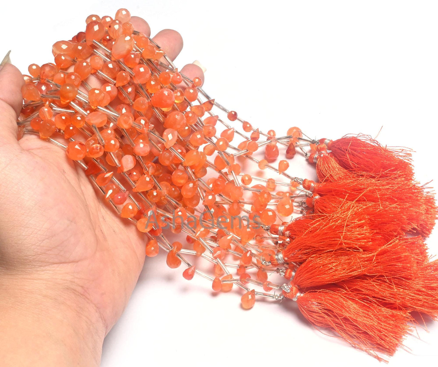 Beautiful Orange Carnelian Faceted Drop Shape Beads, Natural Carnelian Side Drill Gemstone Teardrop Fine carnelian Beads Jewelry Crafts SALE (AG 18599)