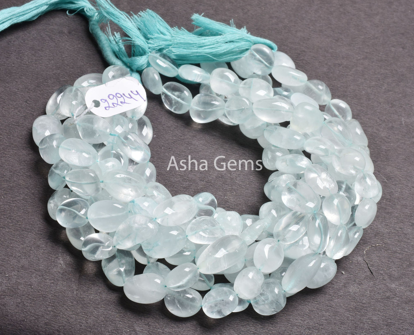 13" Strand Blue Aquamarine Smooth Handmade Nugget Gemstone Beads, Natural Aquamarine Uneven Tumble Straight Drill Loose Beads Jewelry Crafts (22245)