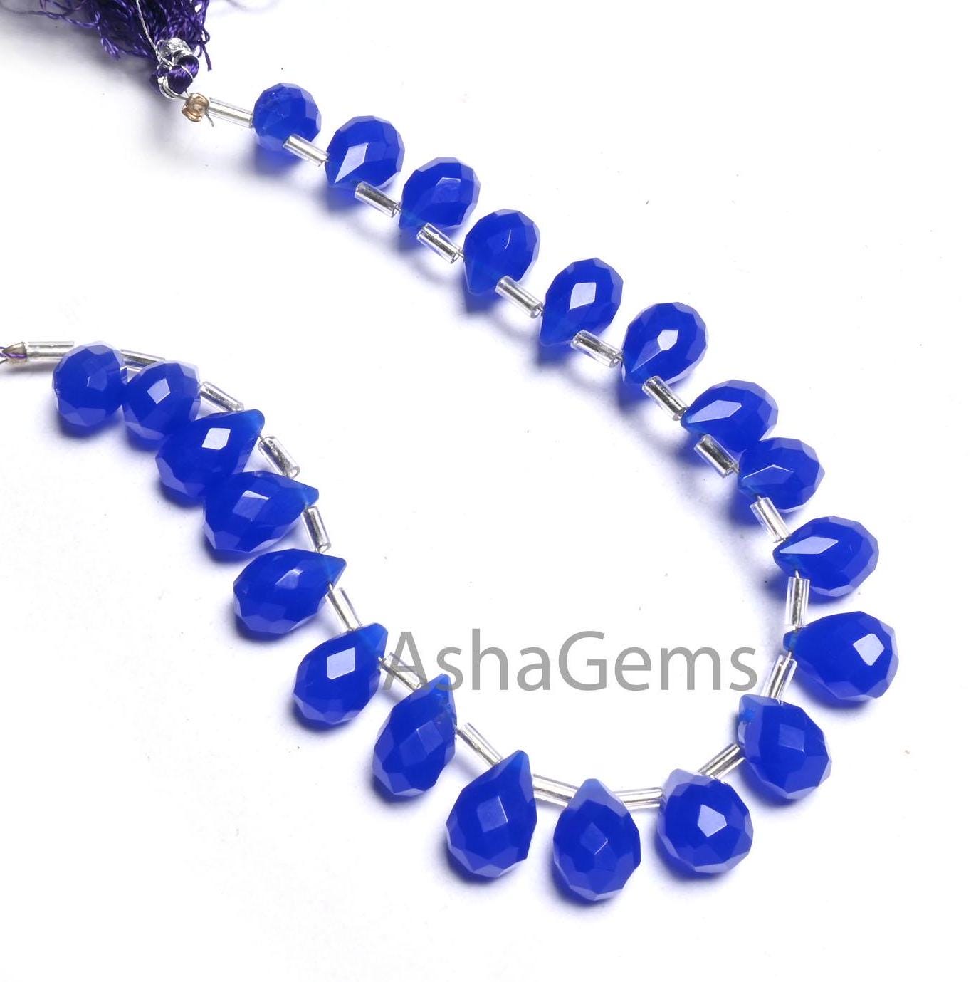 AAA Quality Royal Blue Quartz Hydro faceted Drop Shape Beads, Blue Hydro Faceted Teardrop Briolette Side Dril Bead Jewelry Making Craft SALE (AG 18591)