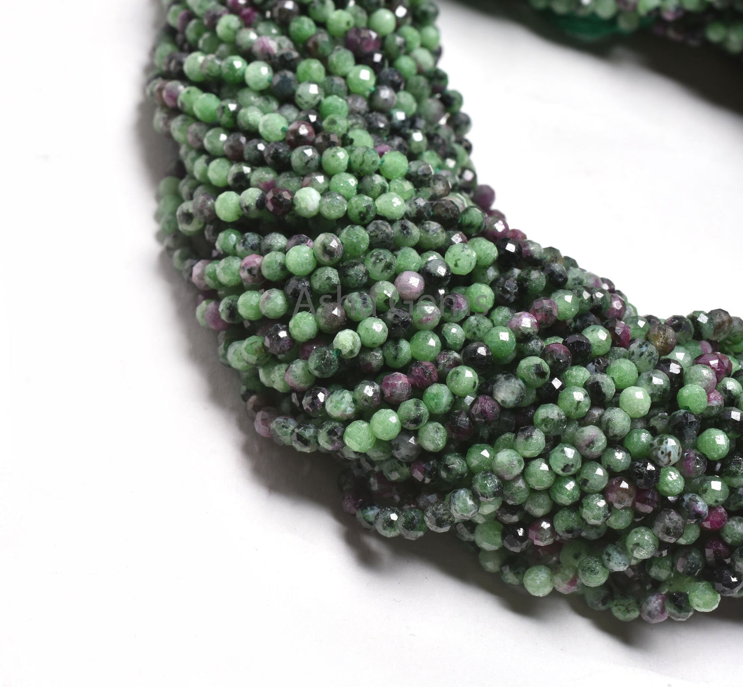 3.5mm Ruby Zoisite Faceted Rondelle Gemstone Beads, Natural Ruby Zoisite Machine Cut Beads Green Ruby Zoisite Bead Strand Jewelry Craft SALE