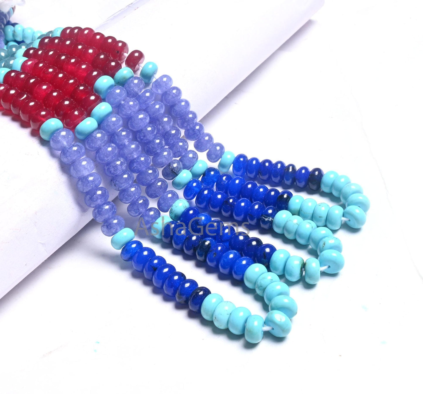 8 mm Beautiful Multi Blue Quartz Smooth Rondelle Beads, AAA mix Color Disco Shaded Blue Cherry Red Quartz Gemstone Beads Jewelry Crafts SALE (AG 12313 )