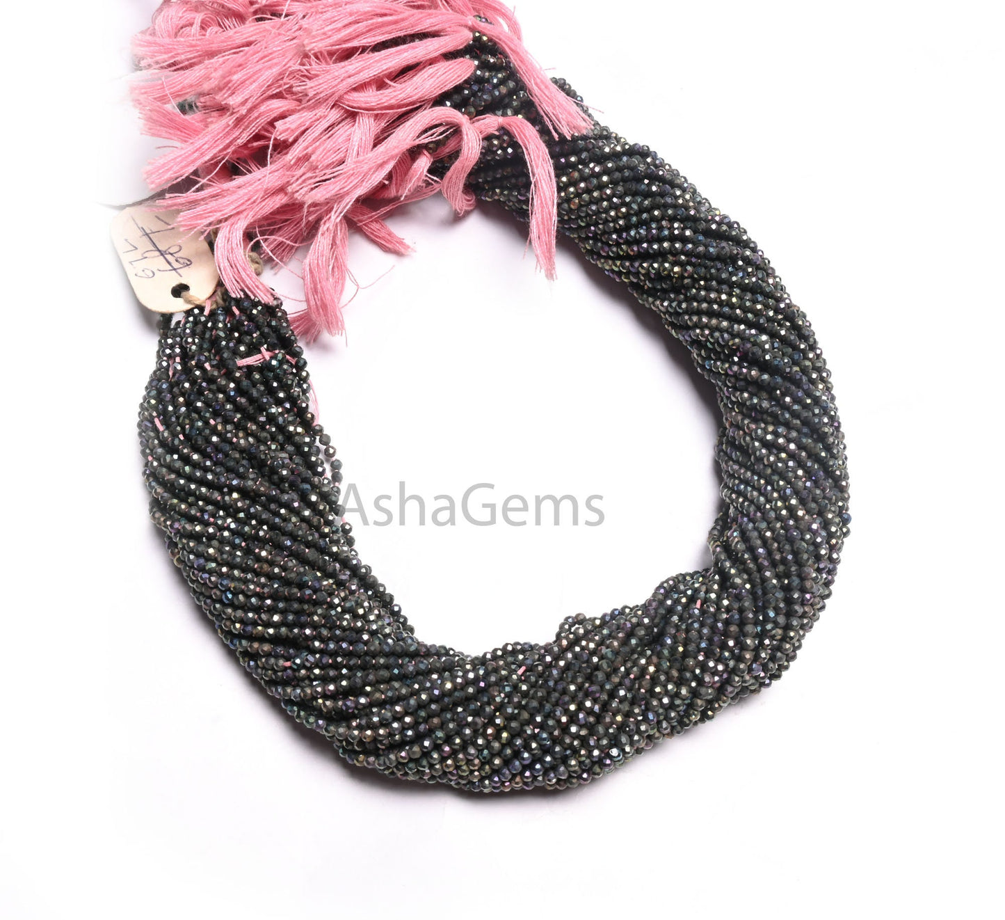 2 mm Beautiful Pink Mystic Coated Spinel Micro Cut Faceted Rondelle Gemstone Beads, Natural Black Spinal Coated Micro Cut Tiny Beads Jewelry
