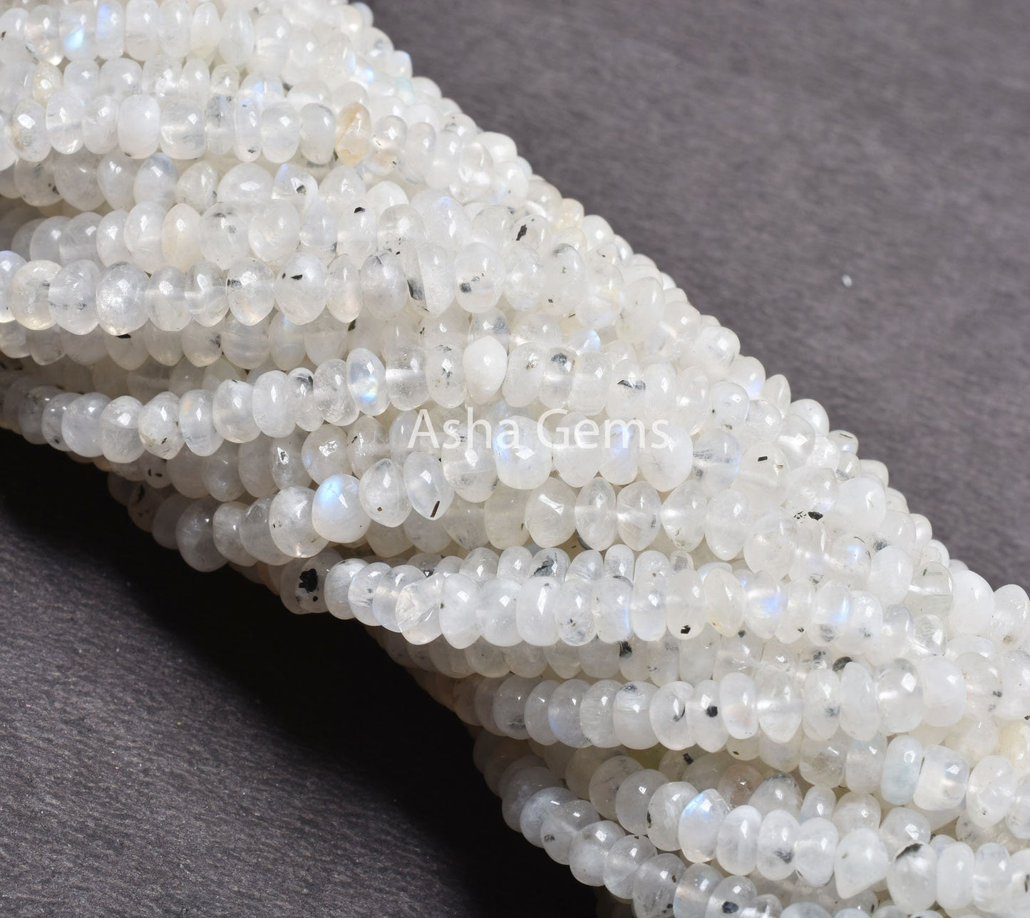 Rare Moss rainbow Moonstone Button Shape Beads,13" Natural Black Dot White Rainbow handmade Smooth Button Beads, Blue Fire Rainbow Bead SALE