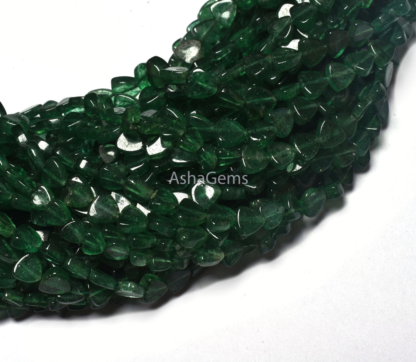 Beautiful Green Mica Smooth Handmade Heart Shape Beads,13" Natural Mica Margaj Plain Straight Drill Heart beads, Gemstone Fancy bead Jewelry