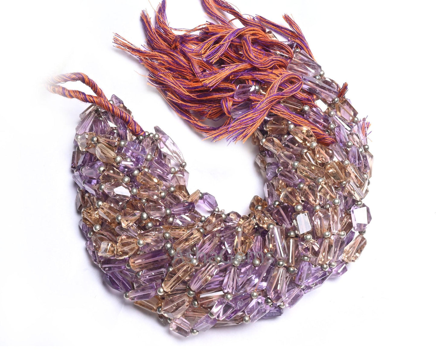 Fine Quality Ametrine faceted Nugget Shape Gemstone Beads,10" Natural Purple Yellow Ametrine Handmade Tumble Indian Cut Ametryn Bead Jewelry