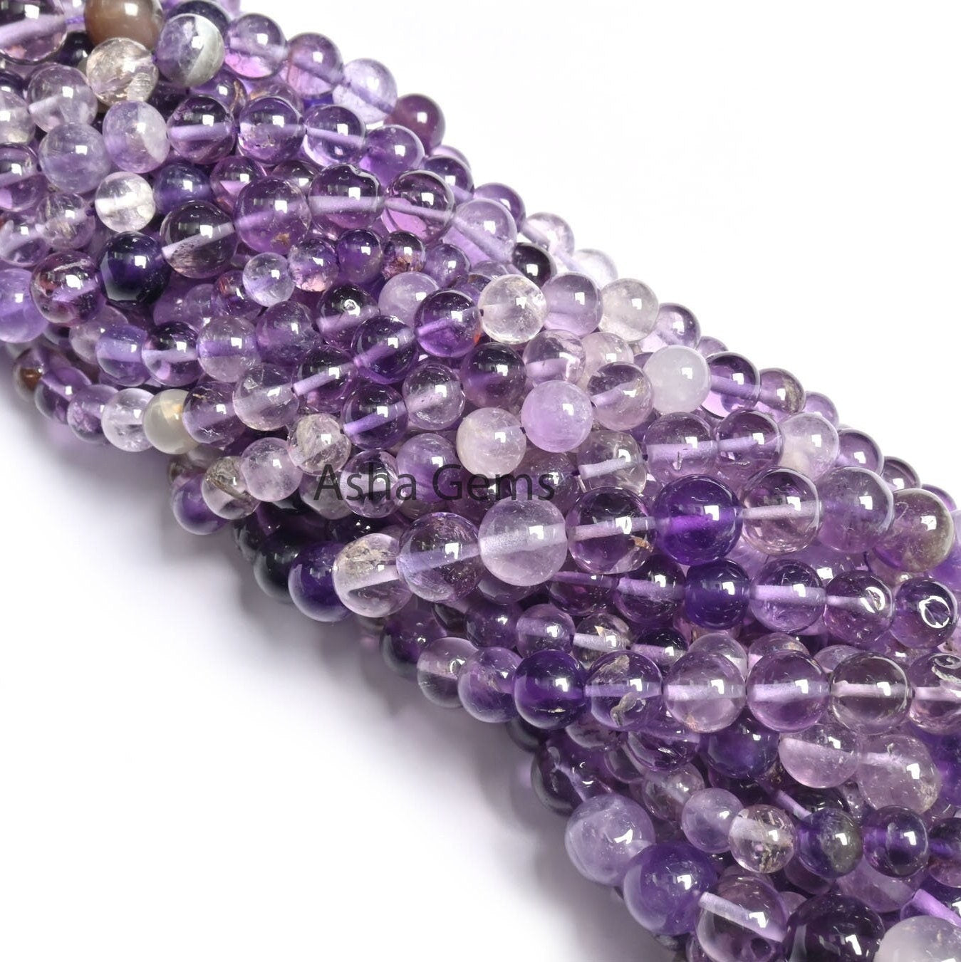 Natural Amethyst Smooth Round Gemstone Beads, Shaded Purple Amethyst Beads, African Amethyst Plain Round Ball Shape Bead Jewelry Crafts SALE