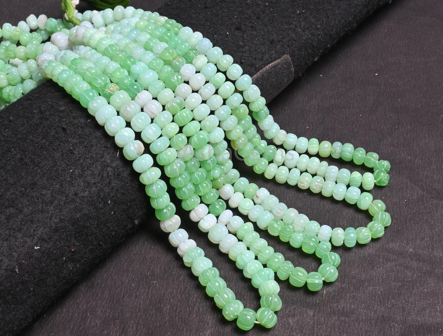 Beautiful Green Parrot Opal Carved watermelon beads, Fine mint Green Opal Shaded Carving Pumpkin Opal Fancy Hand Carve Bead Jewelry Necklace