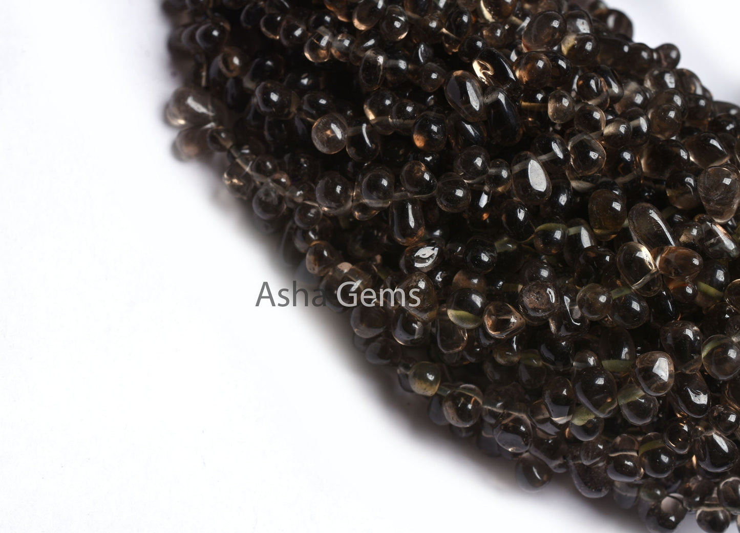 13" Strand Smoky Quartz Smooth Drops Gemstone Beads, Natural Smoky Handmade Uneven Teardrop Side Drill Bead, Fine Smoky Bead Jewelry Crafts