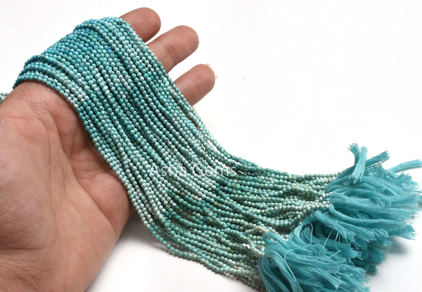 13" Strand AAA Natural Turquoise Micro Cut Faceted Beads,2.25 mm Shaded Blue Turquoise machine cut beads, Real Turquoise Bead Jewelry Crafts