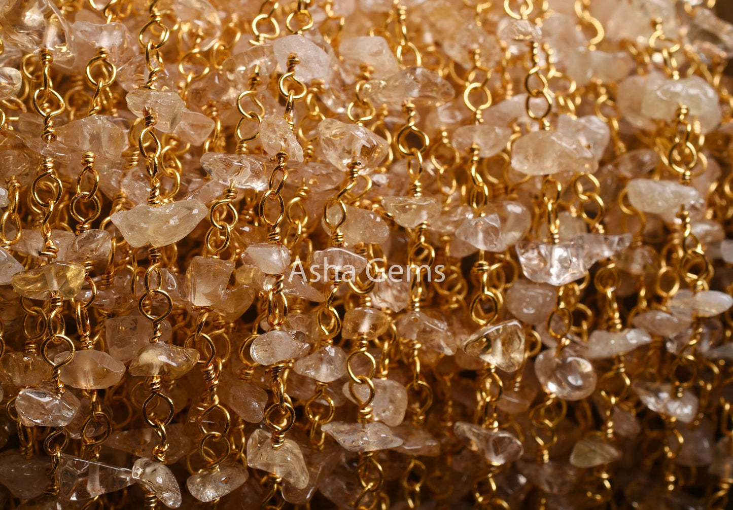 1,5,10,25 Feet Natural citrine Uncut Chip Beads Chain Gold Silver Plated Wire Wrapped Bulk Rosary Chain Citrine Uncut Beaded Chain Craft