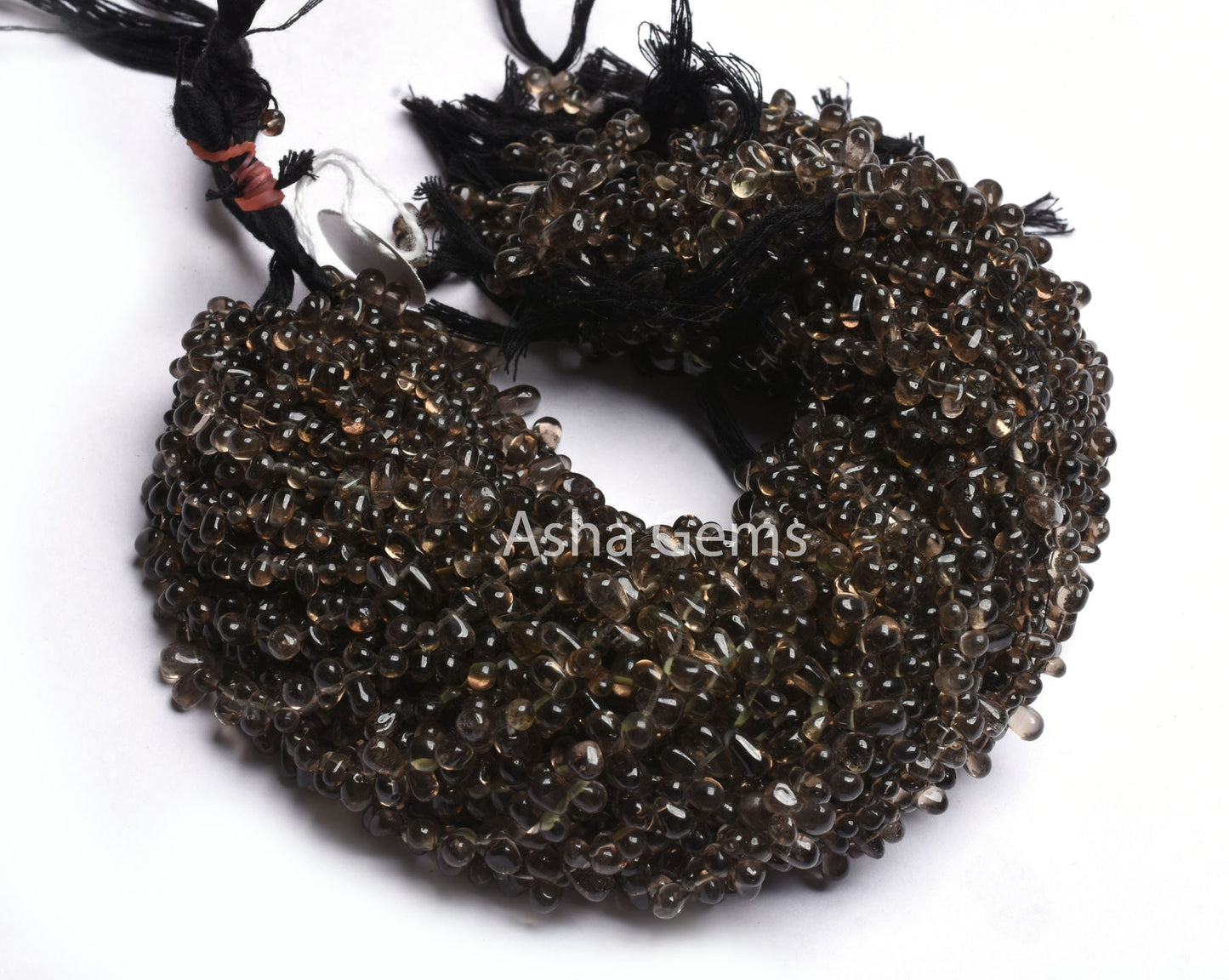 13" Strand Smoky Quartz Smooth Drops Gemstone Beads, Natural Smoky Handmade Uneven Teardrop Side Drill Bead, Fine Smoky Bead Jewelry Crafts