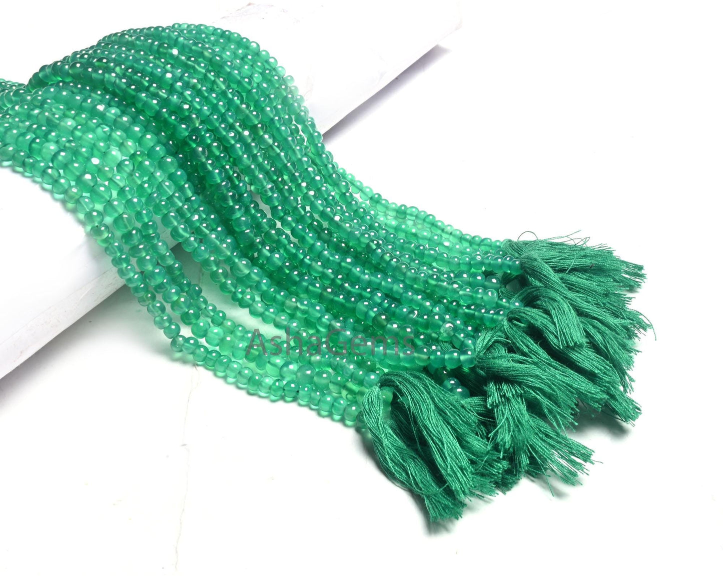 Natural Green Onyx Smooth Rondelle Shape Handmade Beads,12.5" Fine Green Onyx Beads, Onyx Rondelle Gemstone Loose Beads Jewelry making Craft