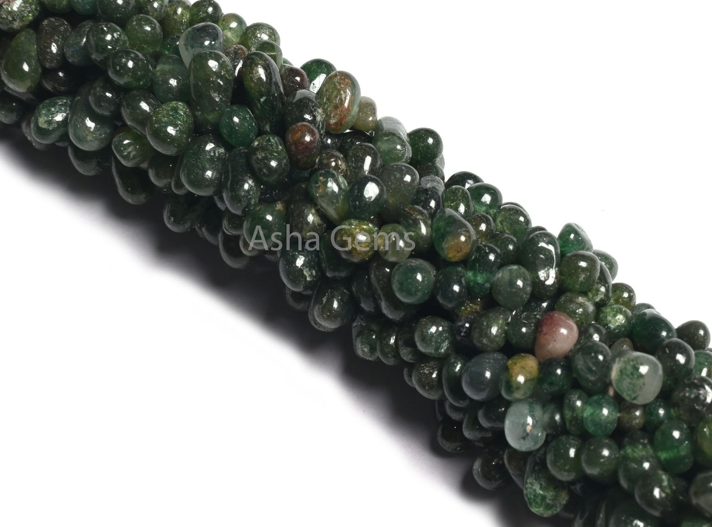 13" Strand Green Mica Margaj Smooth Uneven Drops Gemstone Beads, Natural Mica margaj Plain Handmade Teardrop Side Drill Beads Jewelry Crafts