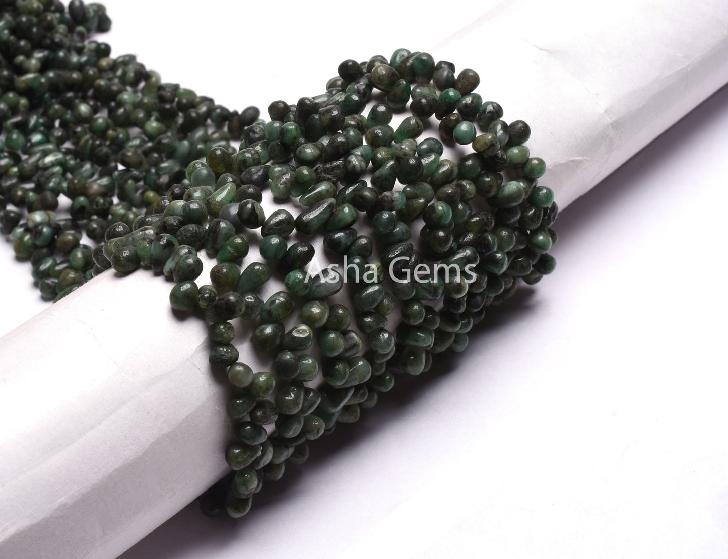 Emerald Smooth Drops Shape Gemstone Beads,13" Strand Natural Green Emerald Uneven Teardrop Handmade Beads, Side Drill Emerald Beads Jewelry