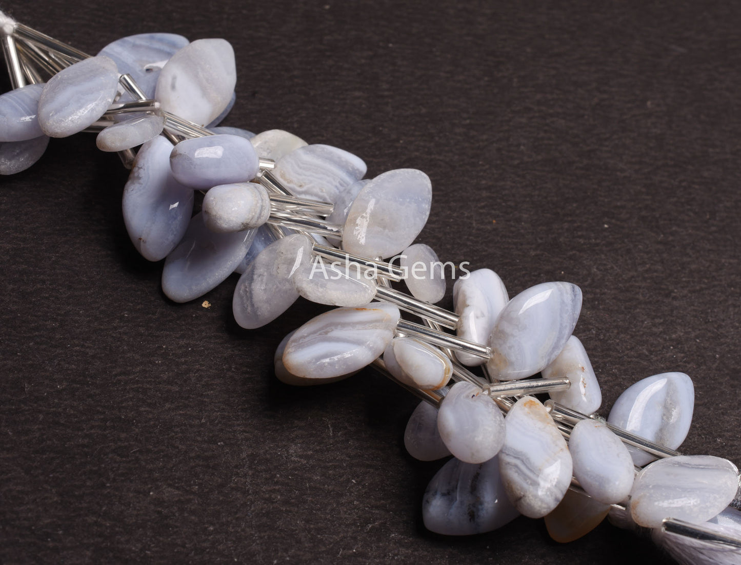 Natural Blue Lace Agate Uneven Marquise Shape Beads, Blue Lace Agate Handmade Marquise Briolette Gemstone Bead, Blue Lace Agate Bead Jewelry