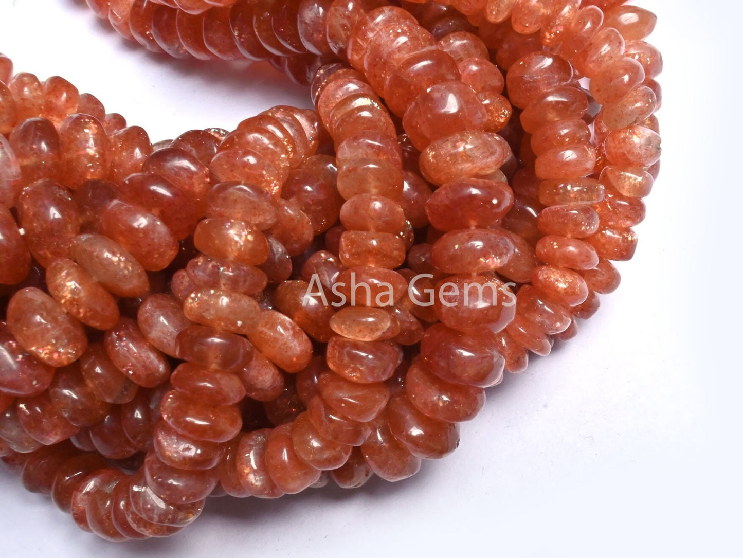 Beautiful Sunstone Smooth Rondelle Shape Beads,16"Natural Red Sunstone Rondelle Plain Gemstone Beads, Sunstone beads Jewelry Necklace Crafts