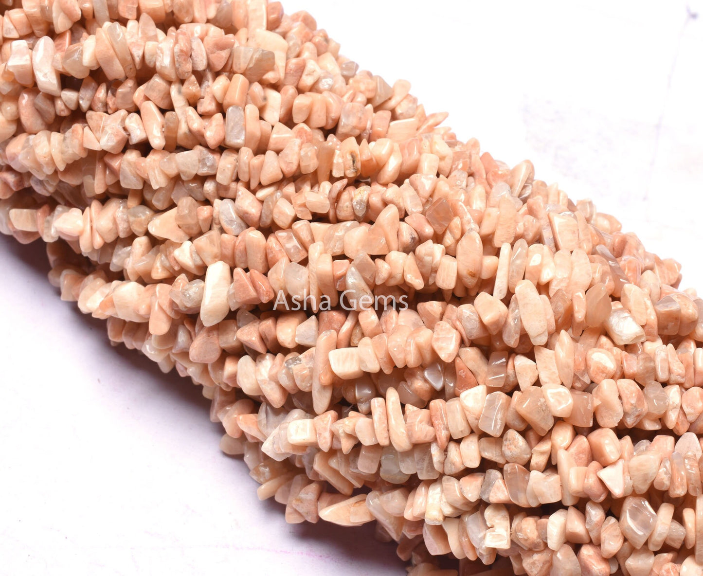Peach Moonstone Uncut Chip Beads,17/34" Strand Natural Moonstone Raw Rough Gemstone Beads, Pink Moonstone Smooth Uncut Bead Necklace Jewelry