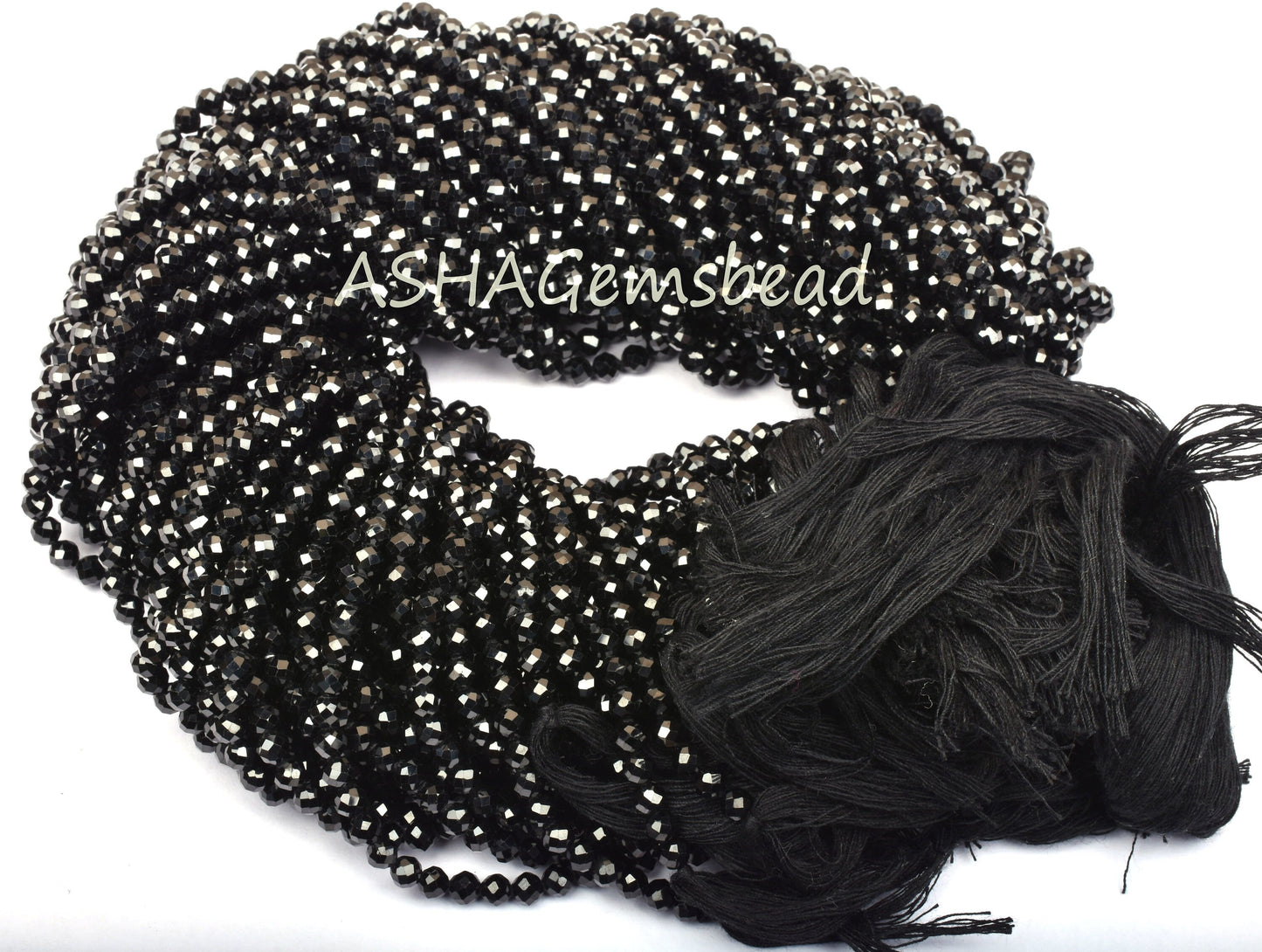 4 mm AAA Quality Black Spinel Micro Cut Round Shape Beads,12.5" Natural Spinel Faceted Round Ball Gemstone Spinal Beads Jewelry Making Craft