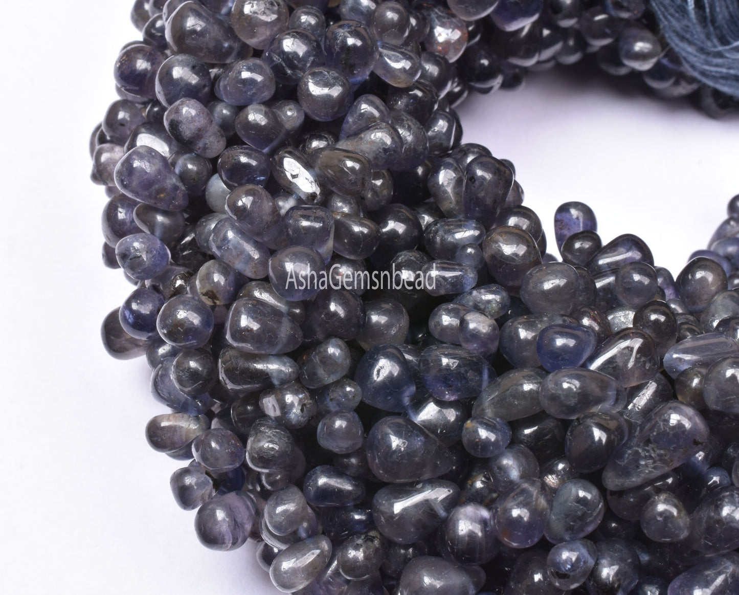 Beautiful Blue Iolite smooth Drops Shape Beads, Natural Iolite Side Drill Drops,13" Iolite Plain Teardrop Handmade Iolite Beads Jewelry SALE