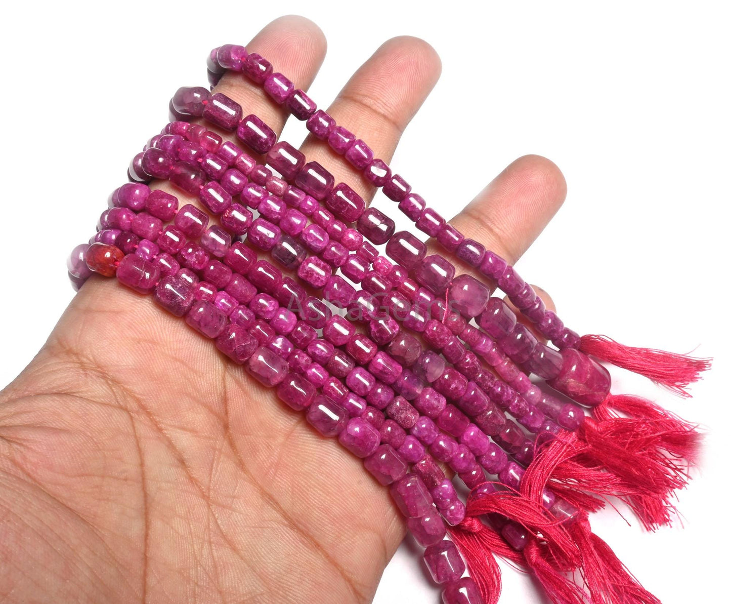 12" Strand Pink Corundum Smooth Barrel Shape Gemstone Beads, Amazing Ruby Corundum Fancy damru Straight Drill Handmade Beads Jewelry Making