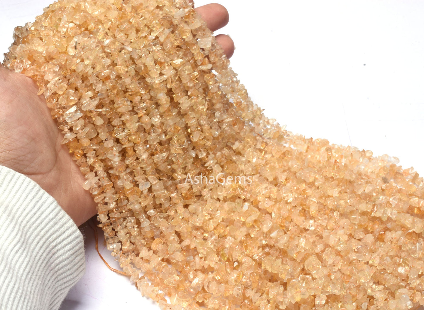 34" Strand Natural Citrine Uncut Chips Raw Gemstone Beads ,Light Yellow Citrine Quartz Gemstone Rough Smooth Raw Beads, Citrine Bead Jewelry