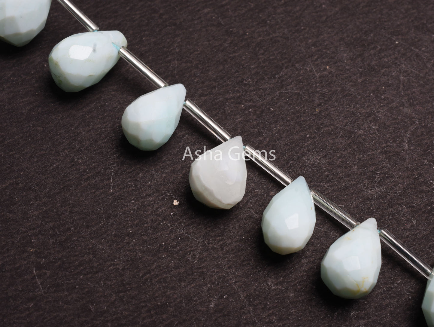 Beautiful Sky Blue Opal Hand Cut Faceted Drop Beads, Peru Opal Indian Cut Teardrop Side Drill Gemstone Beads, Blue Opal Jewelry Handicraft
