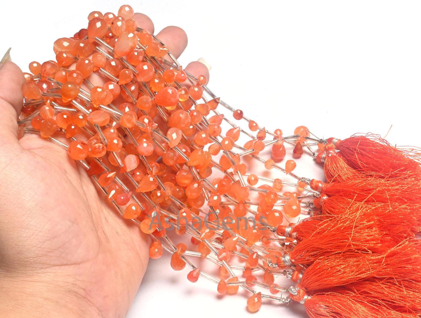 Beautiful Orange Carnelian Faceted Drop Shape Beads, Natural Carnelian Side Drill Gemstone Teardrop Fine carnelian Beads Jewelry Crafts SALE (AG 18599)